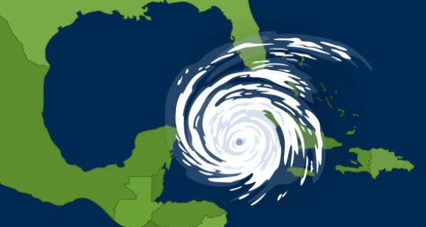 Tropical cyclone in the gulf of Mexican. Huge hurricane, view from space.